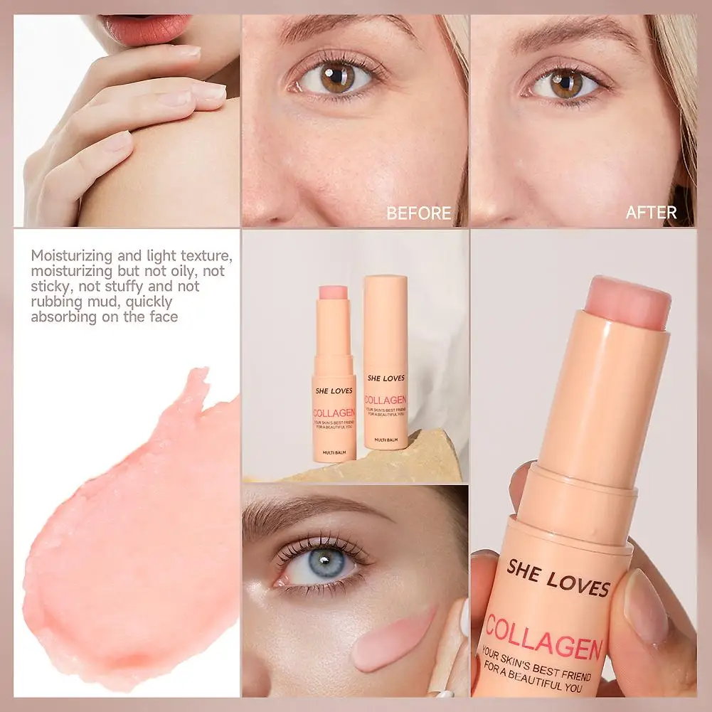 Collagen Moisturizing Essence Stick Bounce Multi Balm Tightens Smooths And Hydrates Compact Design For Portable On-The-Go Use