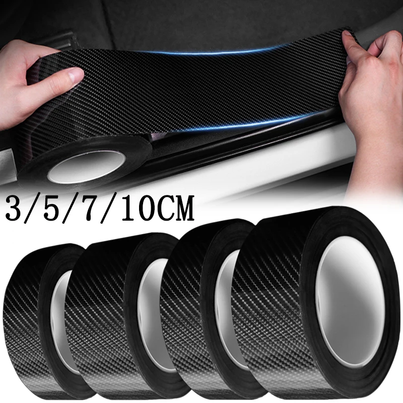 3/5/10M Carbon Fiber Car Stickers Auto Door Threshold Trunk Protective Strip Anti Scratch Tape Waterproof Decal Auto Accessories