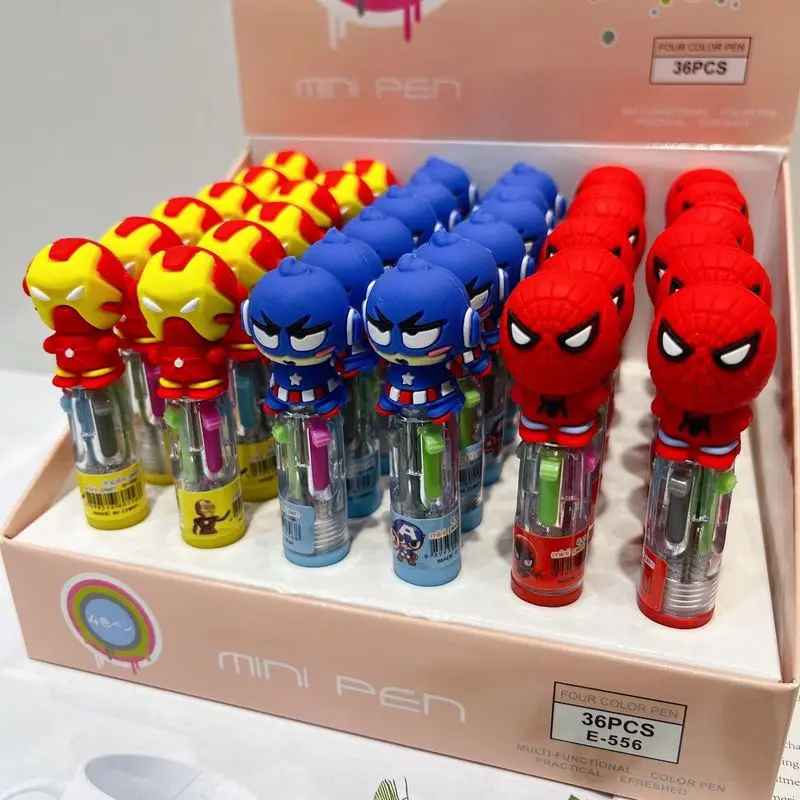 Marvel superbohater Anime cztery kolorowy długopis Spider-man wielokolorowy długopis Mini długopis znak Iron mana dzieci materiały piśmienne hurtowo