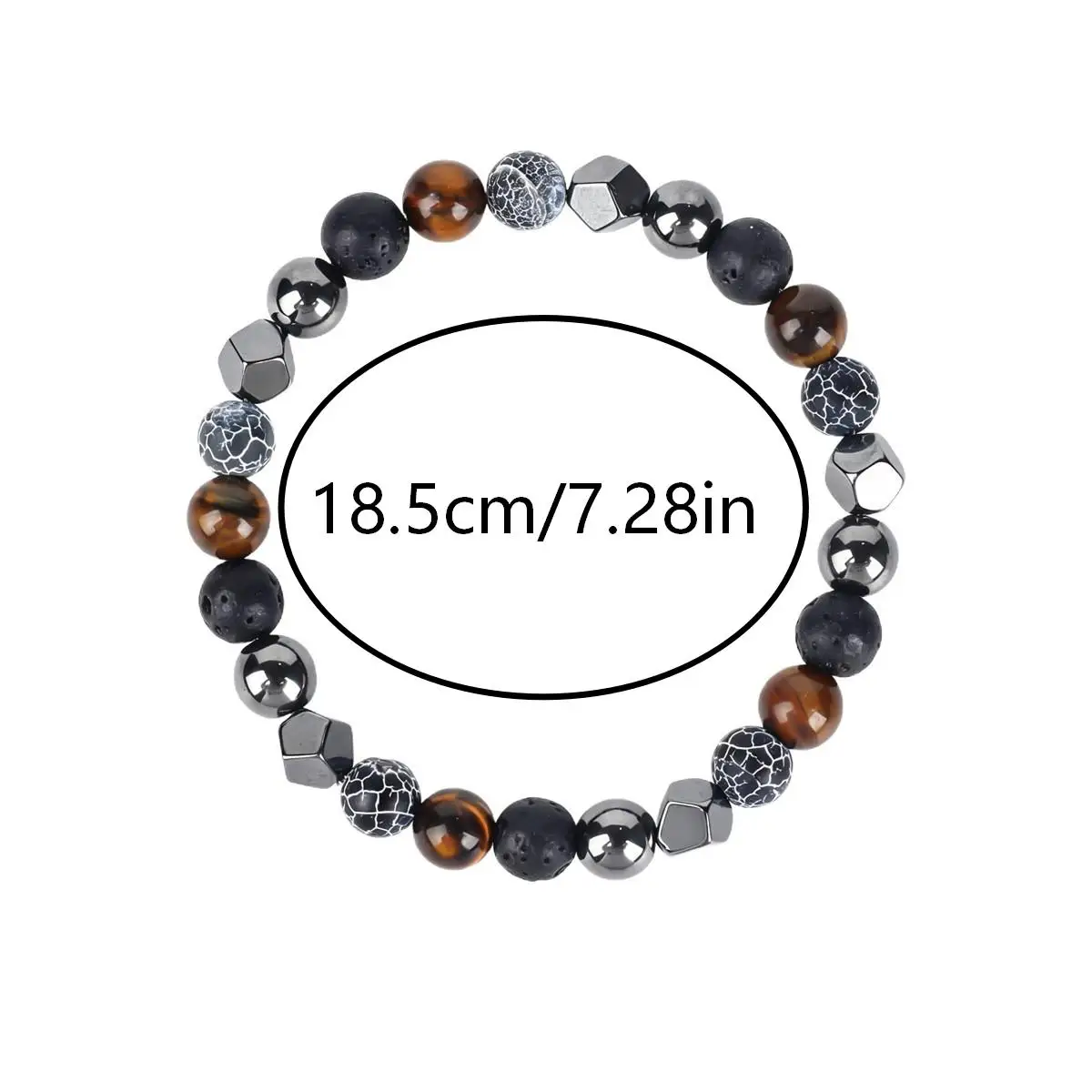 Unisex Tigerauge Lavastein Gesprenkelte Achat-Hämatit Stretch-Armband Reichtum Glücksbringer Energie-Schmuck Tägliches Urlaubsgeschenk – Detail 5