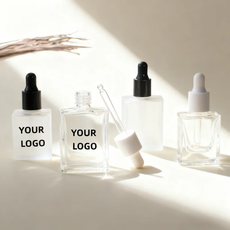 【Logo Custom】100Pcs Customized 10ml/15ml/30ml Transparent/frosted Glass Bottle Body Professional Beauty Packaging Material