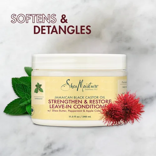 SheaMoisture 100% 순수 자메이카 블랙 캐스터 오일, 손상된 모발용 컨디셔너, 탈모 및 부드러움, 11.5oz 