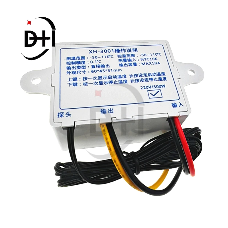 12V/ 24V/ 110V /220V W3001 Digital LED Temperature Controller 10A Thermostat Control Switch Probe XH-W3001