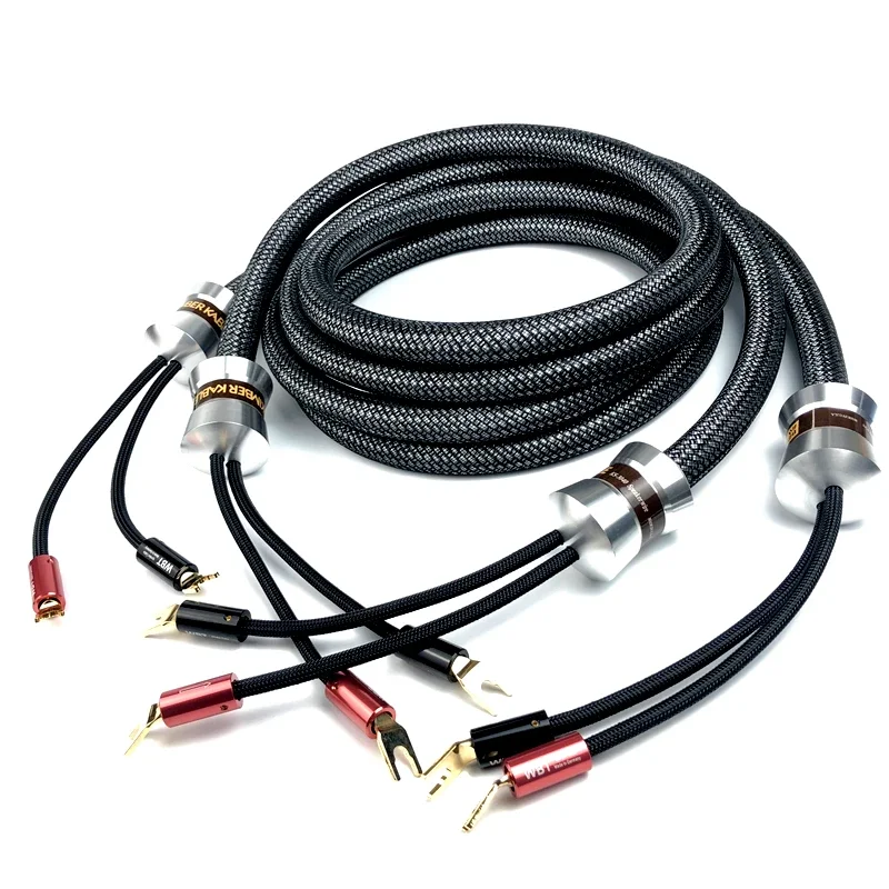 1pair Ks 3040 Speaker Cable HiFi Amplifier Speaker Cable Main Speaker Surround Cable WBT Gold-plated Y Spade Plug