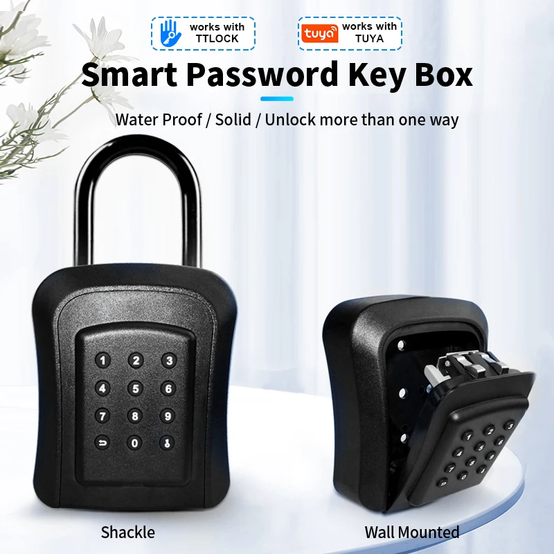 EGFirtory Smart Tuya Or TTlock APP Key Box Large Store Space 2 Way Unlock Waterproof Security ABS Key Box