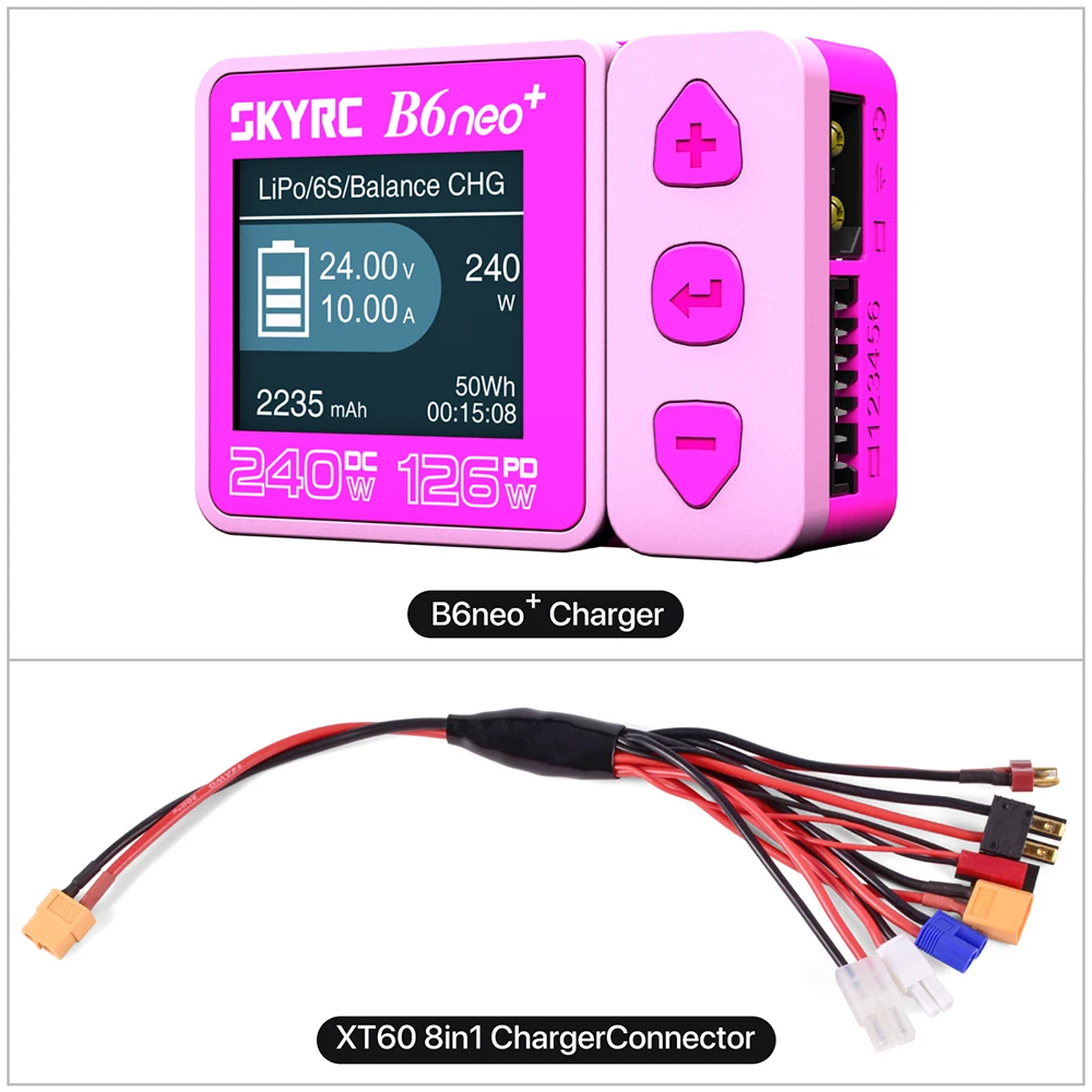 ​ SKYRC B6neo+ Smart Charger High Power DC240W PD126W Meertalige balanslader 600mA XT60/Type-C /PSA100 voedingsadapter