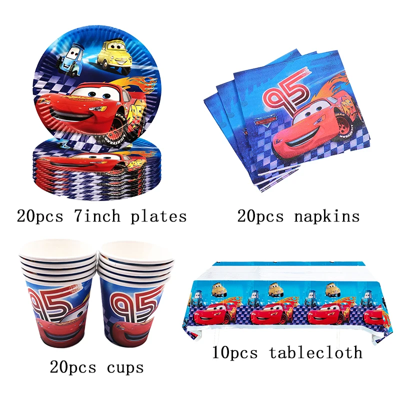 Disney Lightning McQueen Cars Birthday Decorations Cartoon Pixar Car Paper Tableware Set Cups Plates Baby Shower Supplies ForKid