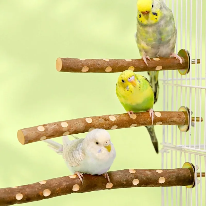 Natural Wood Bird Parakeet Stand Branch Fork Perch Rod Stand Paw Grinding Stick Bird Cage Accessories for Pet Budgies Cockatiels