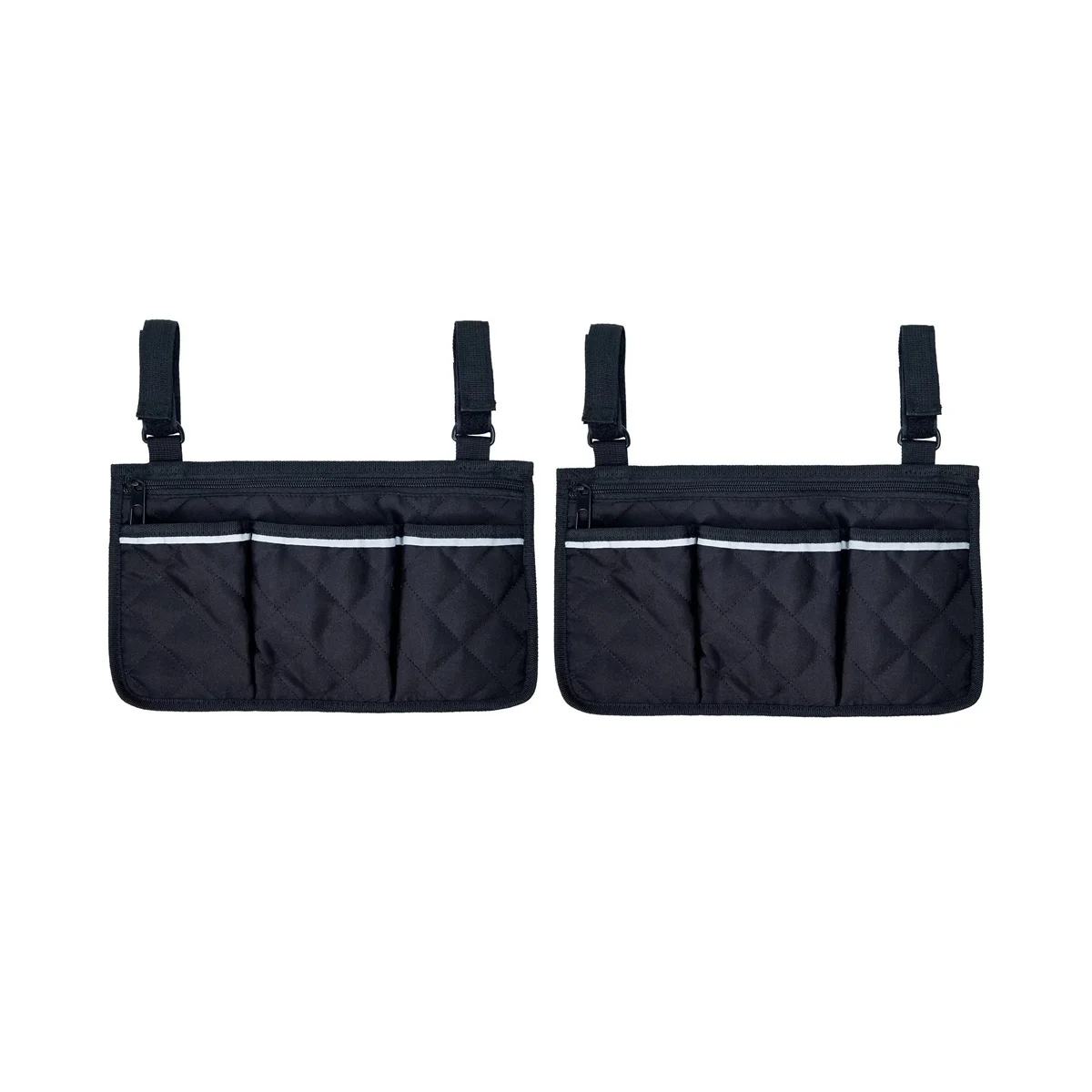 2PCS Wheelchair Armrest Side Storage Bag Portable Pocket Suitable for Most Walking Wheels and Mobile Equipment