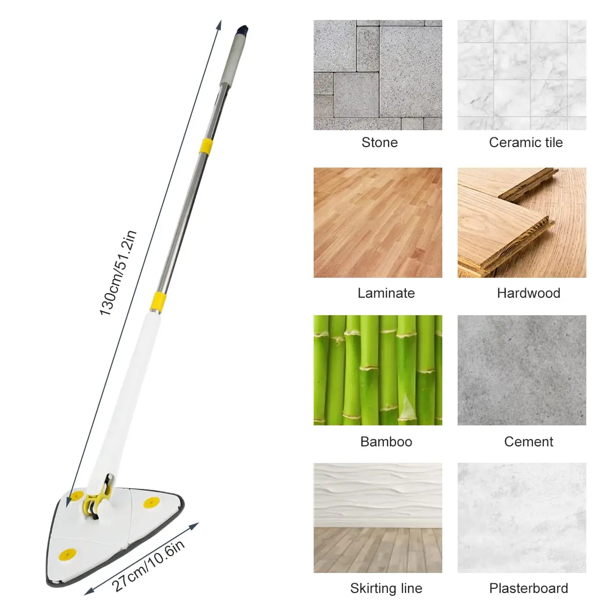 UNTIOR Telescopic Mop 360° Rotatable Spin Cleaning Mop Squeeze Wet and Dry Use Water Absorption Home Floor Tools