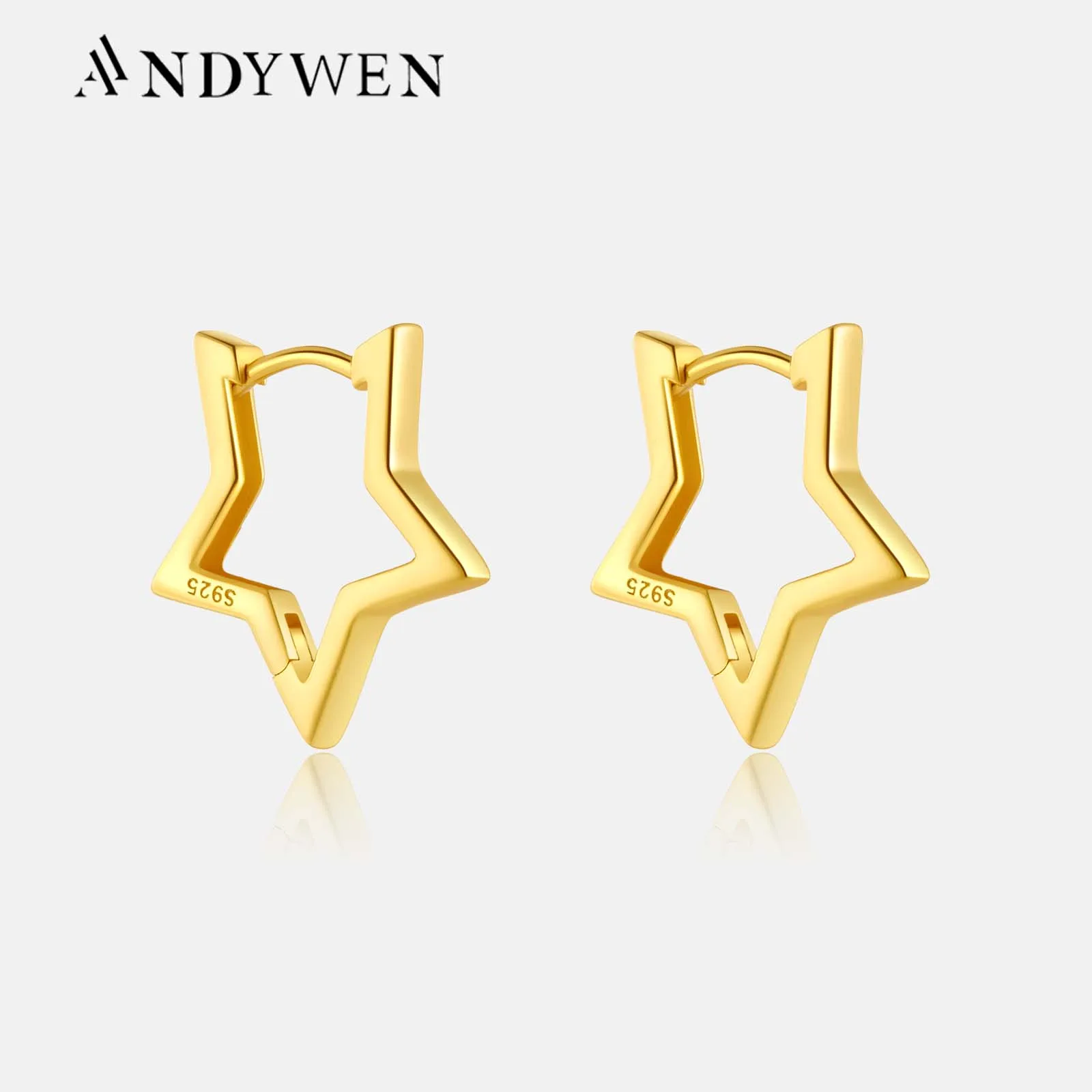 ANDYWEN 925 Sterling Silver Five-Pointed Star Sample Luxury Fine Jewelry 2023 Women Spring Plain Rock Punk Jewels