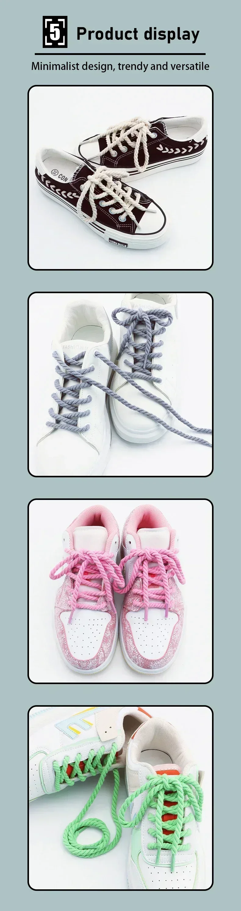 1 Paar runde Schnürsenkel, 6 mm dickere Baumwoll-Schnürsenkel AF1/AJ1, gedrehte Seilschnürsenkel, Sneakers, Stiefel, Schnürsenkel für Schuhe, 120/140/160 cm – Detail 6