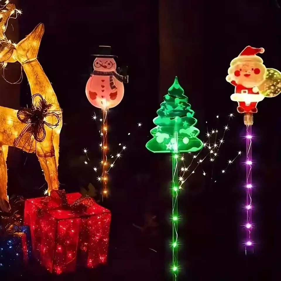 1Set of Solar Santa Claus&Christmas Tree and Elk 6 in 1 Lawn Lights Outdoor Garden Solar Lawn Lights For Lawn Yard Holiday Decor - view 4