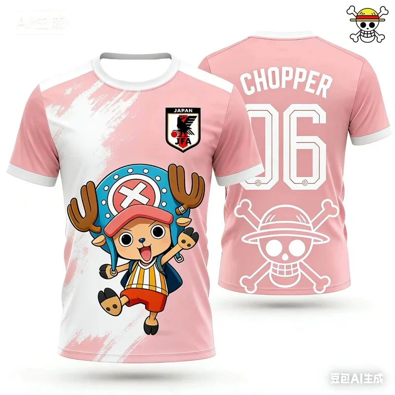 Neue Mode Herren Einteiliges Sporttrikot Sommer Luffy Anime-Print Lässiges Kurzarm-Oberteil Atmungsaktive Tops Kinder Jungen Kleidung