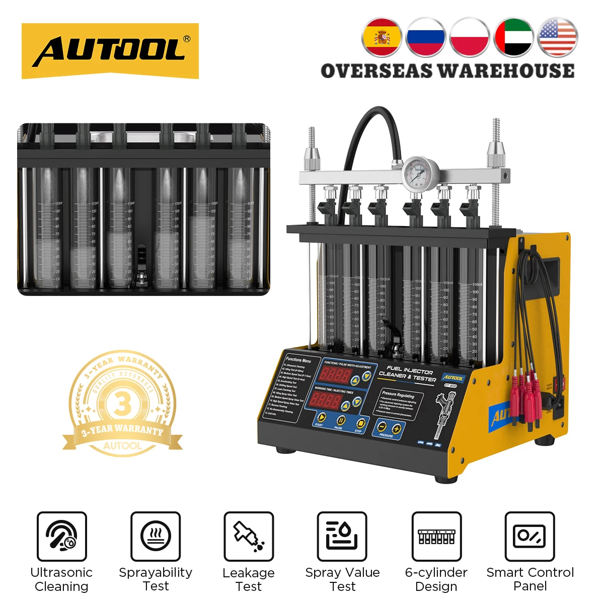 Fuel Injector Tester - AUTOOL CT200 Ультразвуковой аппарат для чистки