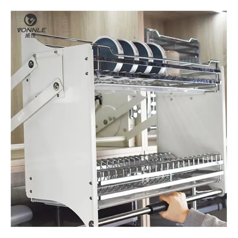 New Product Design Stainless Steel Cabinet Drop-down Shelf Basket Kitchen Lift-down Basket