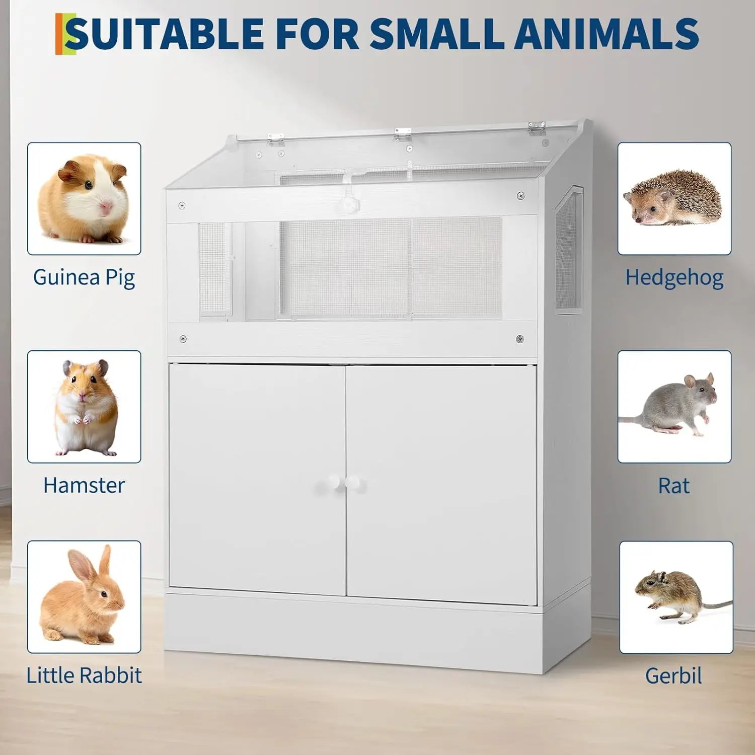 Large Acrylic Small Animal Cage With Storage Cabinet Pet Habitat For Hamster Guinea Pig Rat Hedgehog Easy Clean & Ventilated - view 3
