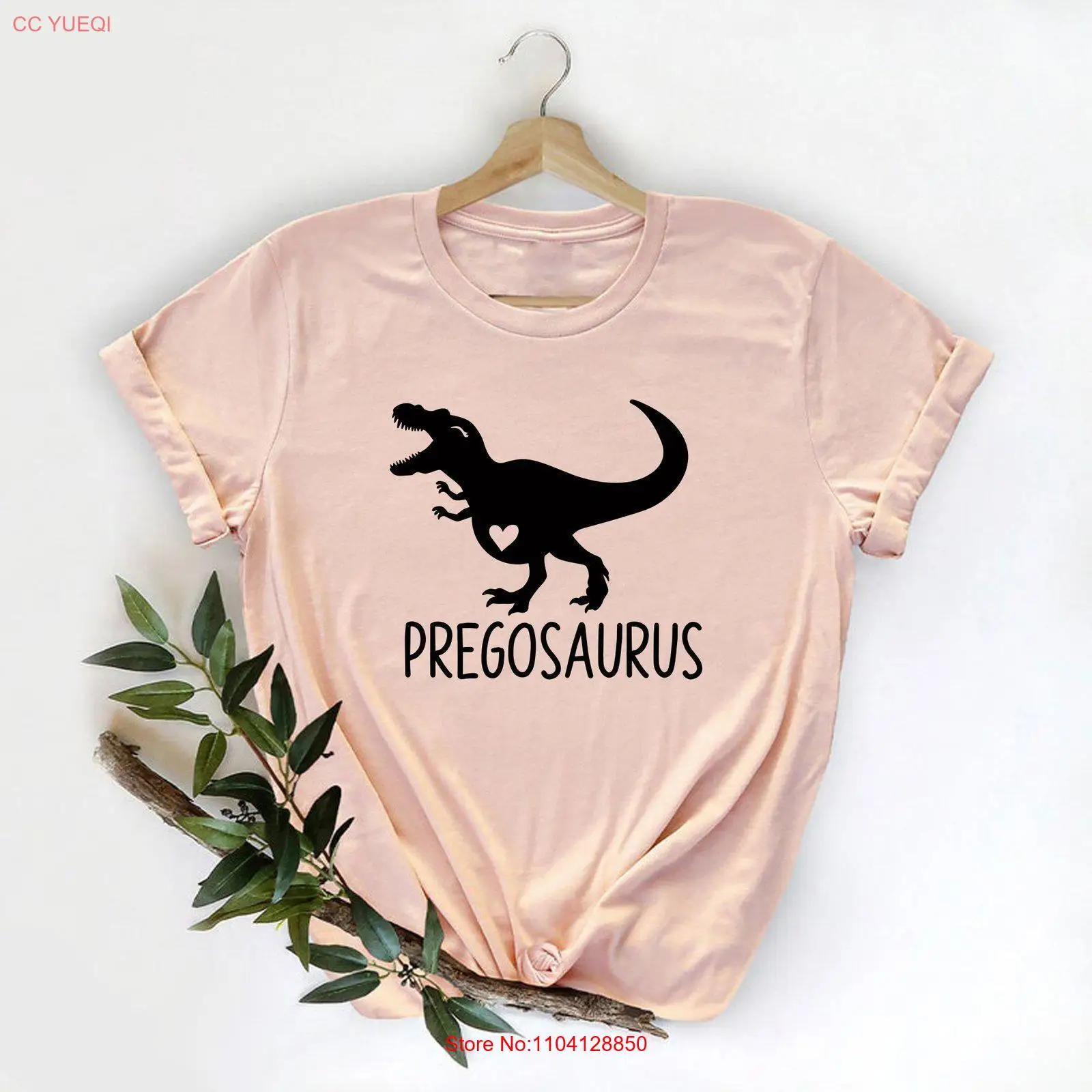 Pregnancy Dinosaur T Shirt Pregosaurus Mama Baby AnnouncemenT Funny Shower  long or short sleeves