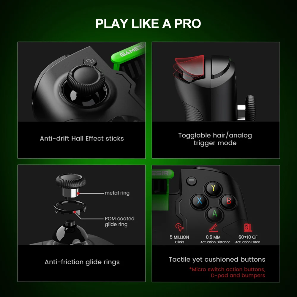 لوحة ألعاب GameSir X4 Aileron XBOX لأجهزة Android Cloud Gaming وحدة تحكم الهاتف الخليوي بلوتوث اتصال لاسلكي سلس RGB Light