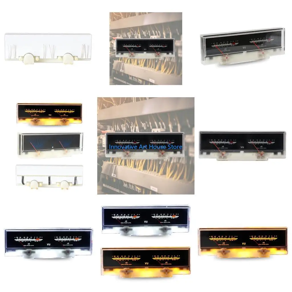 E1PC VU Meter 2 Pointer Amplifier Board Sound Level White Yellow Light