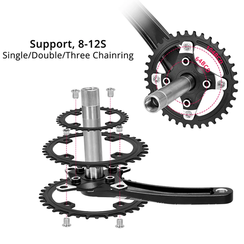 SLX Crankset 3*9S 3*10S MTB Crankset Aluminum Alloy Integrated Crank 104/64BCD Bicycle Chainring 22/24/32/42/44T Bike Part