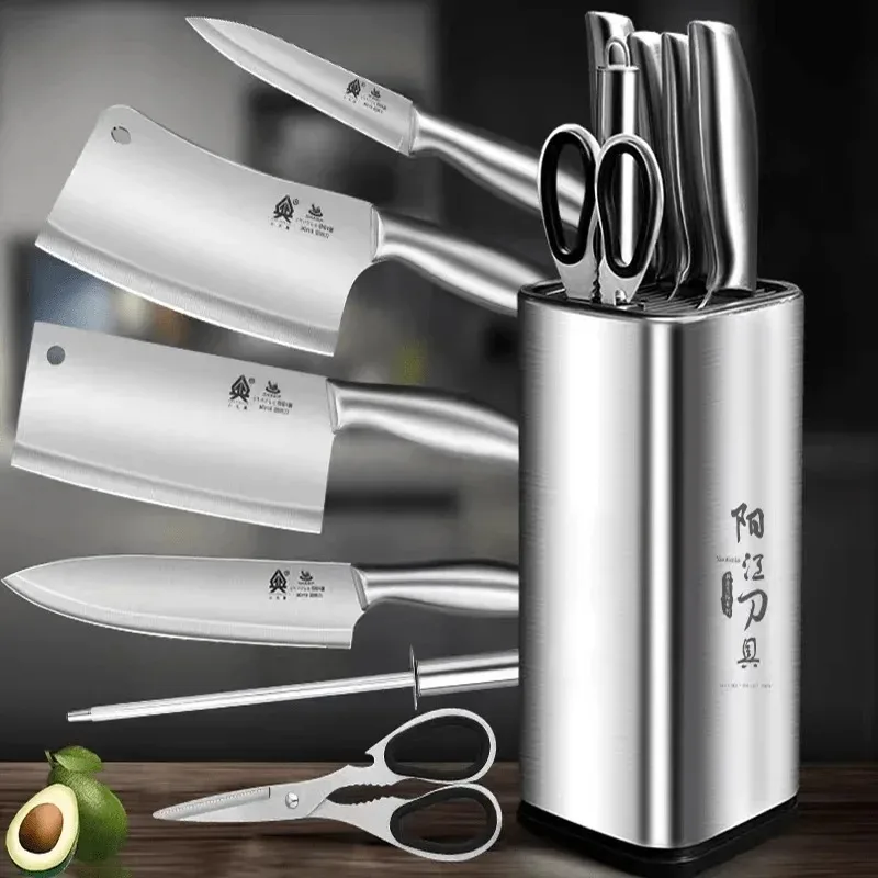 

Kitchen knife set Kitchen knife board 2-in-1 kitchenware Complete slice and bone chopping chef knife commercial