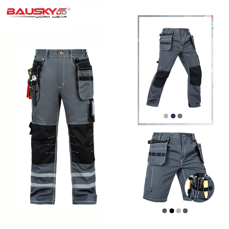 Men\'s Workwear Work Pants Tool Trousers Safety Protection Clothing Pants Multi-function Pockets Cargo Clothes