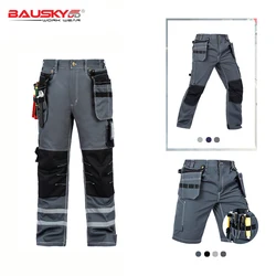 Men's Workwear Work Pants Tool Trousers Safety Protection Clothing Pants Multi-function Pockets Cargo Clothes