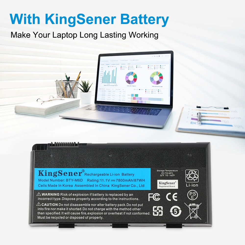 KingSener New BTY-M6D Laptop Battery for MSI GT60 GT70 GX780R GX680 GX780 GT780R GT660R GT663R GX660 GT680R Series 7800mAh