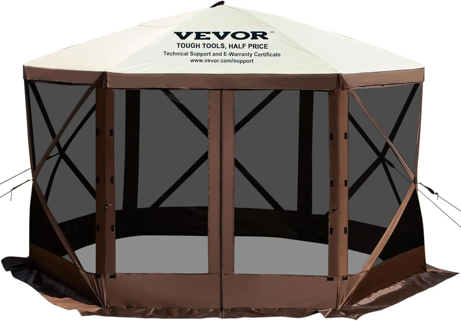 VEVOR Camping Gazebo Screen Tent, 10 * 10ft, 6 Sided Pop-up Canopy Shelter Tent with Mesh Windows, Portable Carry Bag, Stakes, L