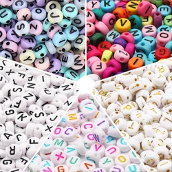 100Pcs Acrylic Flat Letter Beads Alphabet Round Smile Spacer Loose Bead For Diy Jewelry Bracelet Charm Supplies