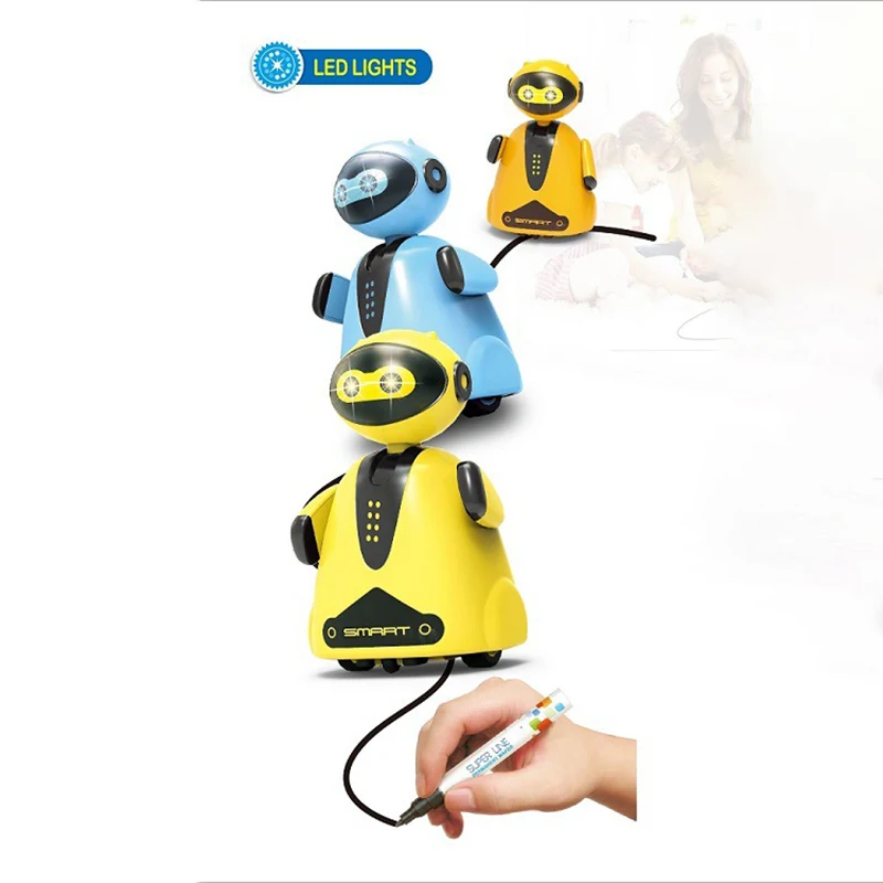 Creative Inductive Electric Robot Car Fun Draw Lines Follow Toy Follow Any Line You Draw Robot Toy Cute Educational Toy Kid Gift