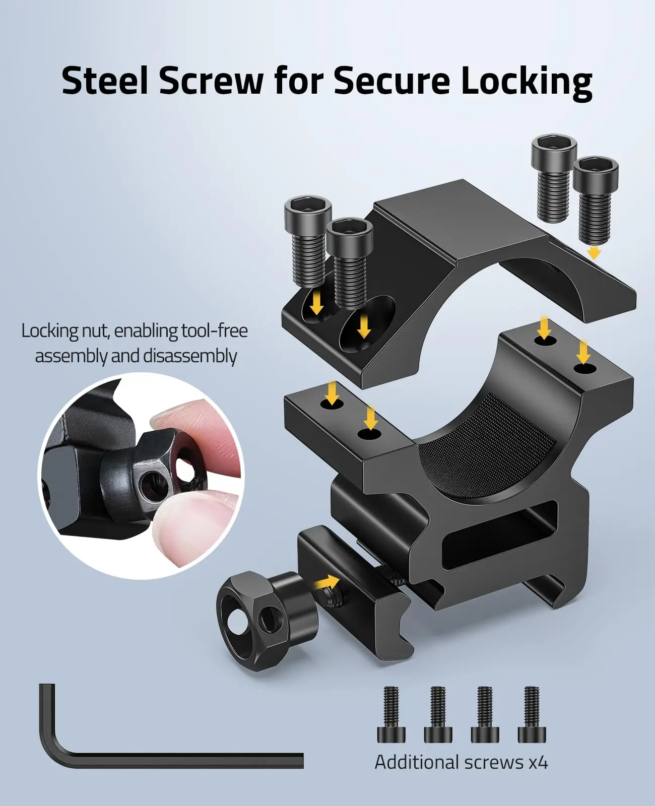 

Scope Rings Mount for 1 inch Diameter Scope Tube with 1.1inch Ring Center Height Compatible with 20mm Picatinny Rails