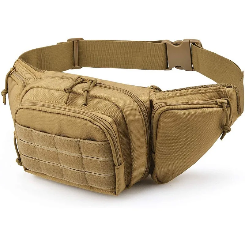 Sac banane tactique pour hommes, sac banane pour pistolet, étui étanche, sacs d'entraînement de poitrine, portefeuille pour téléphone portable, ceinture de hanche militaire