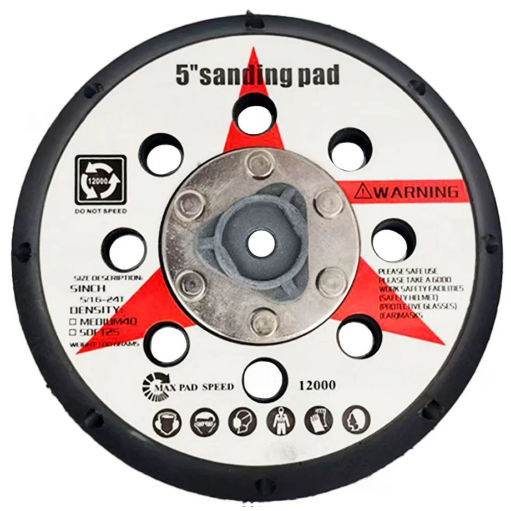 5inch 8 Holes Hook & -Loop Backing Pad M8 Thread Polishing Disc For Sanding Wood Backing Sanding Disc Pad Power Tools