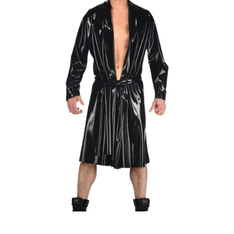 

Comfort Latex 100% Rubbr Trench Long Coat Windbreaker Sexy Shiny Black Overall Cosplay Customized Size XS-XXL