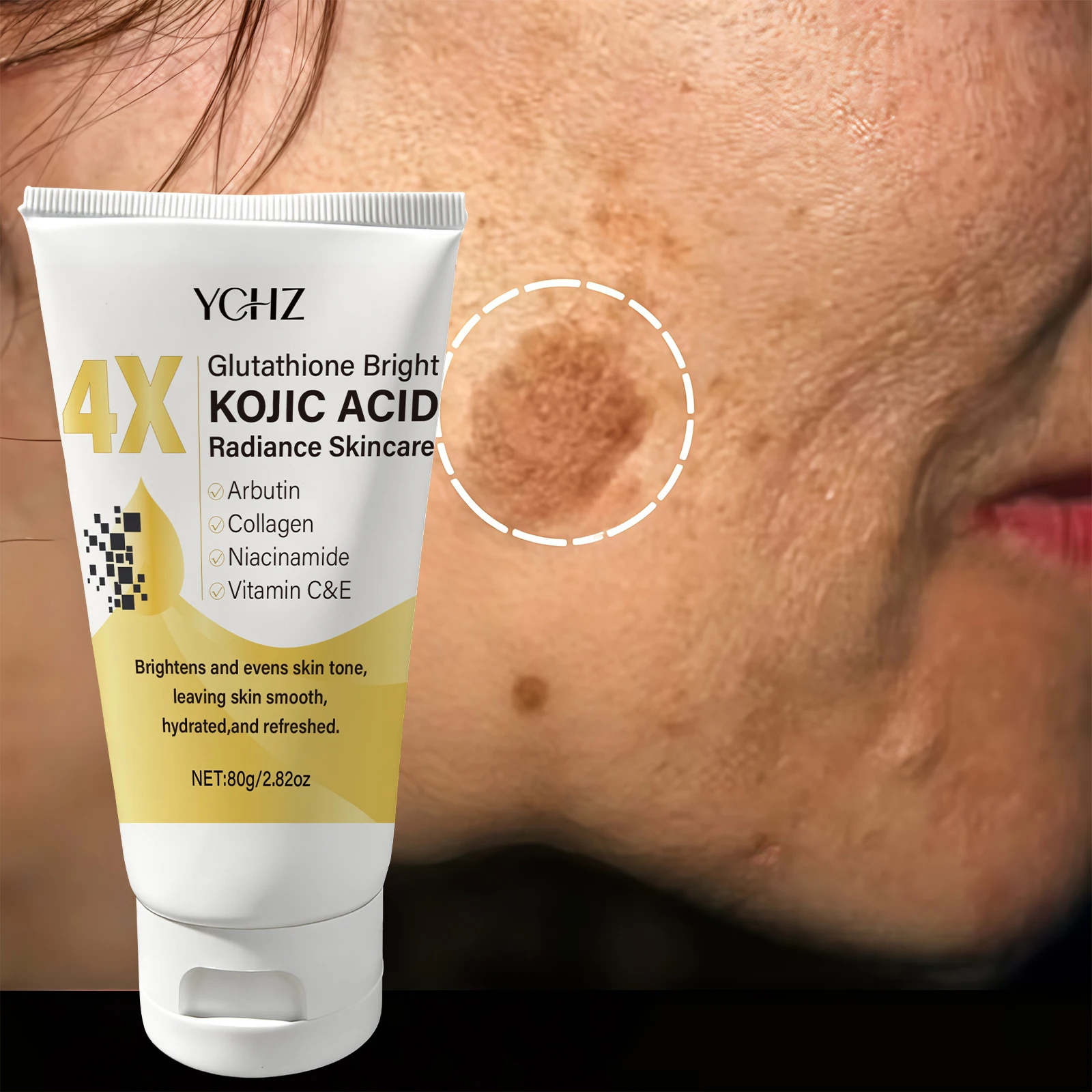 Crème pour le visage à l'acide kojique, unifie le teint, élimine les taches brunes et la terneur de la peau - Non grasse, convient aux hommes et aux femmes - Crème éclaircissante et hydratante, pour