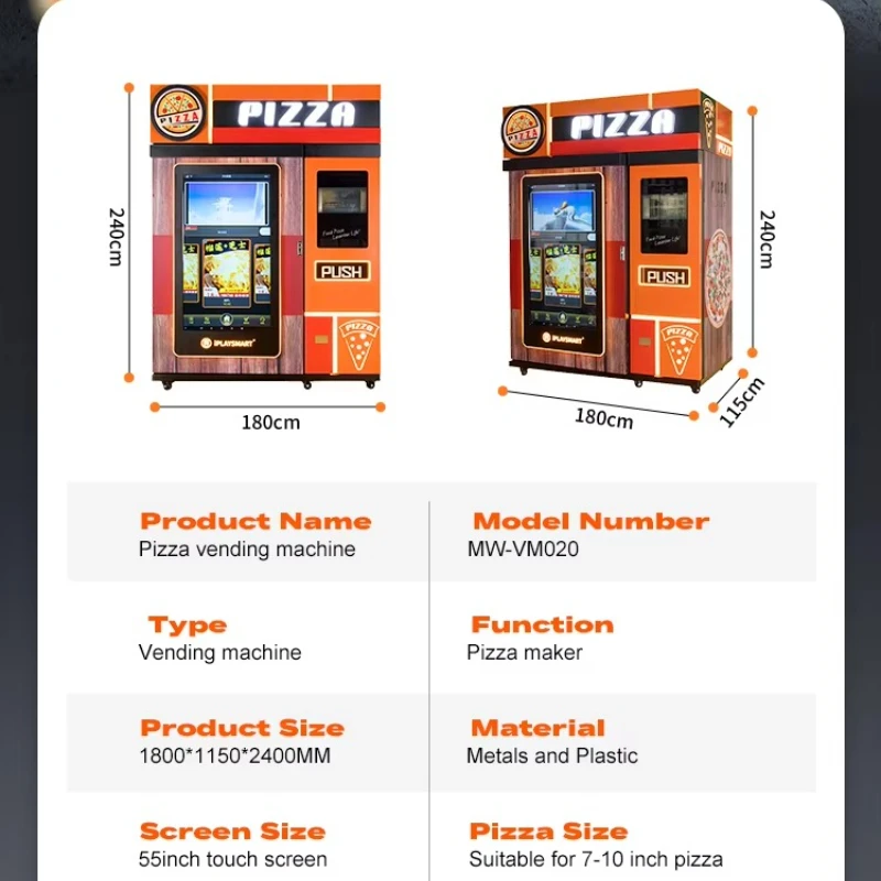 Smart Touch Screen Pizza Vending Machine Commercial Fully Automatic Outdoor Hot Fast Food Self Service Pizza Making Machine