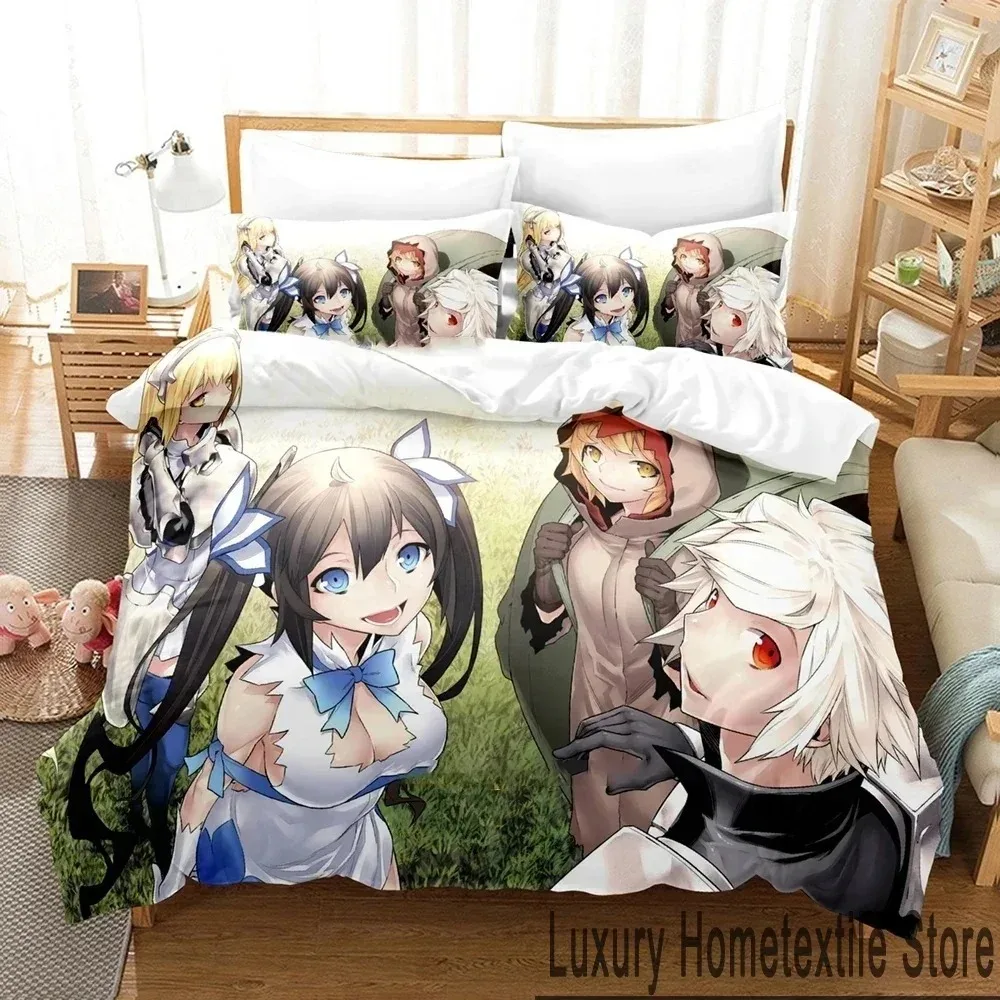 

3D Print DanMachi Anime Hestia Bedding Set Duvet Cover Bed Set Quilt Cover Pillowcase Comforter king Queen Size Boys Adult