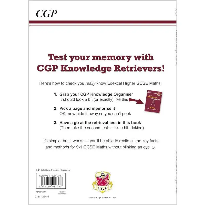 GCSE Maths Edexcel Knowledge Retriever Higher CGP Books Coordination Group Publications 9781789087307 Książka