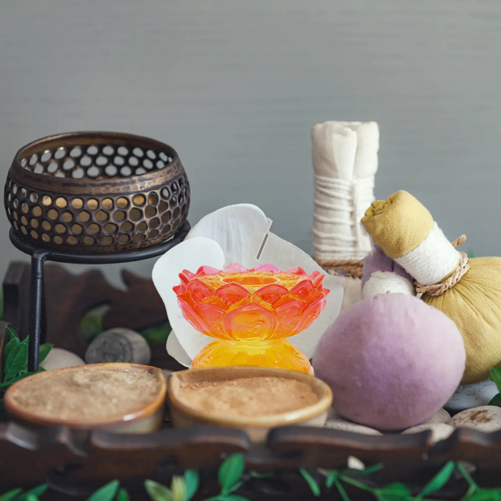 قاعدة عجلة الصلاة حامل الراتنج على شكل اللوتس لحامل بوذا سطح المكتب المستقر الدعم الديني ديكور المنزل