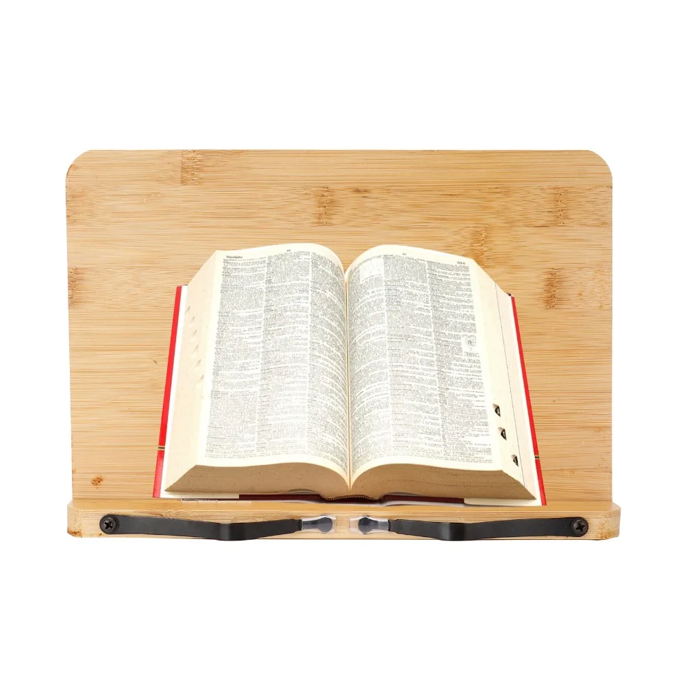 Bamboo Bamboo Book Stand 11 x 7.9 x 1.8 in Angle Adjustable Adjustable Book Rest Stable Frame Lightweight Reading Holder