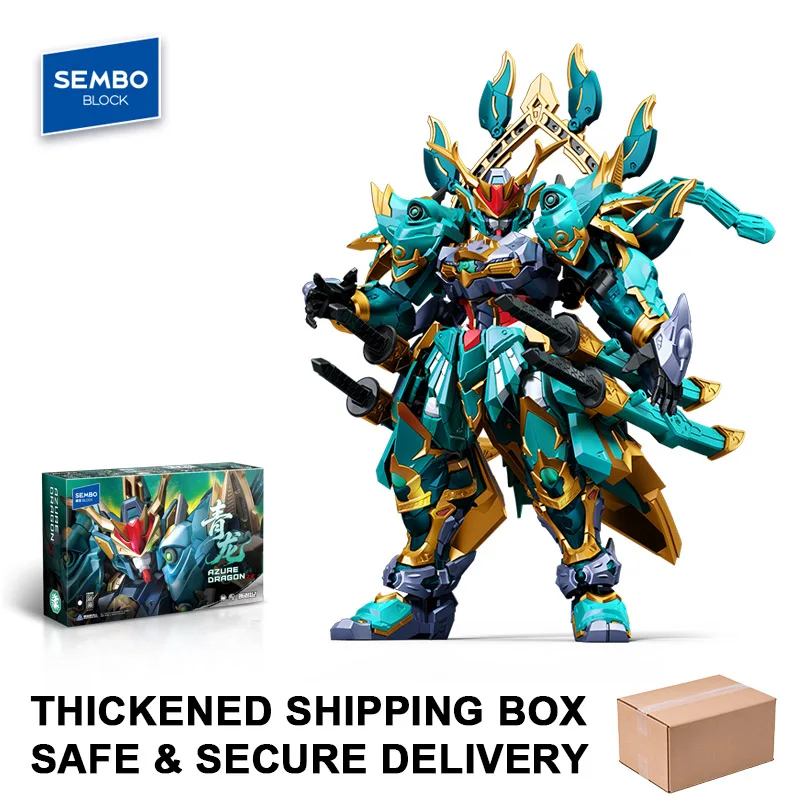 SEMBO Source Spirit War Chronicles Blue Dragon Movable Mecha Assembly Building Blocks MOC Action Figure Model Toys Birthday Gift