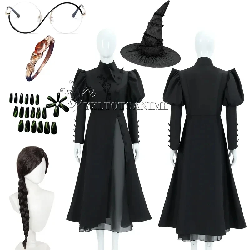 

ABC123Wicked Elphaba Cosplay costume wig Eyeglasses Adult Headwear Halloween Carnival Ring Accessories Prop #1 # Wb;6'j,k.9;a