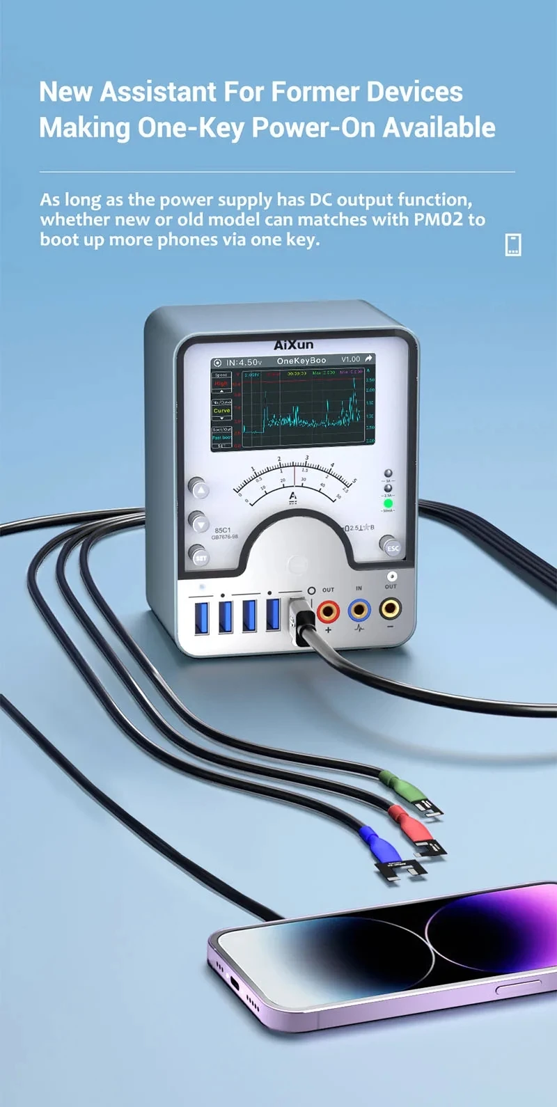 Aixun PM02 Power Supply Partner, Multi-function Diode + DC Measure for Phone Repair with OTA Upgrade Function