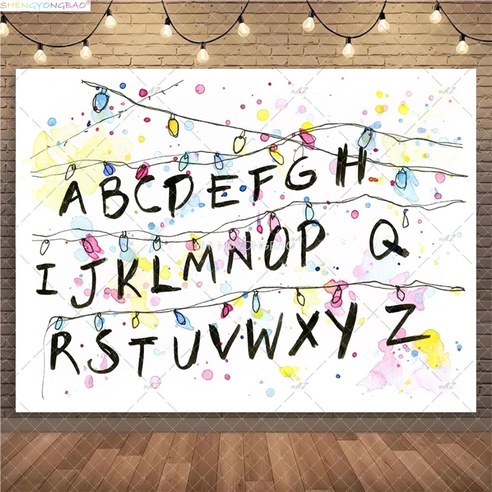 

American TV Stranger Luminous Letter String Photography Backdrops Prop Alphabet Light Baby Gift Birthday Party Background ZZ-03