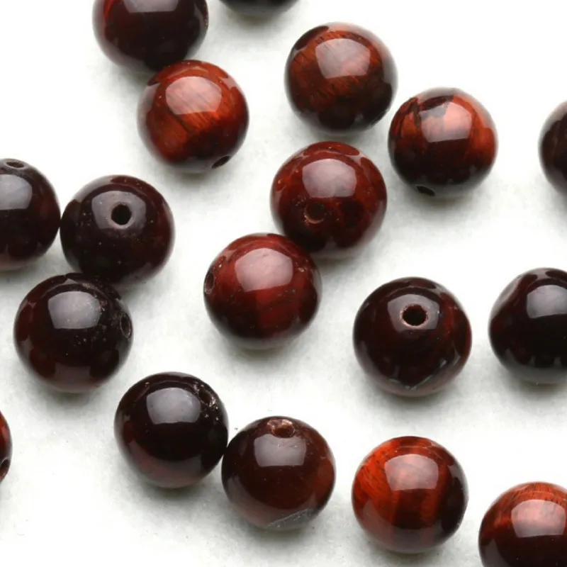 Red Tiger Eye  Loose Beads Natural Gemstone Smooth Round for Jewelry Making