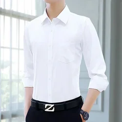 남성용 긴팔 비즈니스 셔츠, 전문 작업 셔츠, 코튼 식별 없는 세트, 사진 없는 흰색 셔츠, 다림질하지 않음