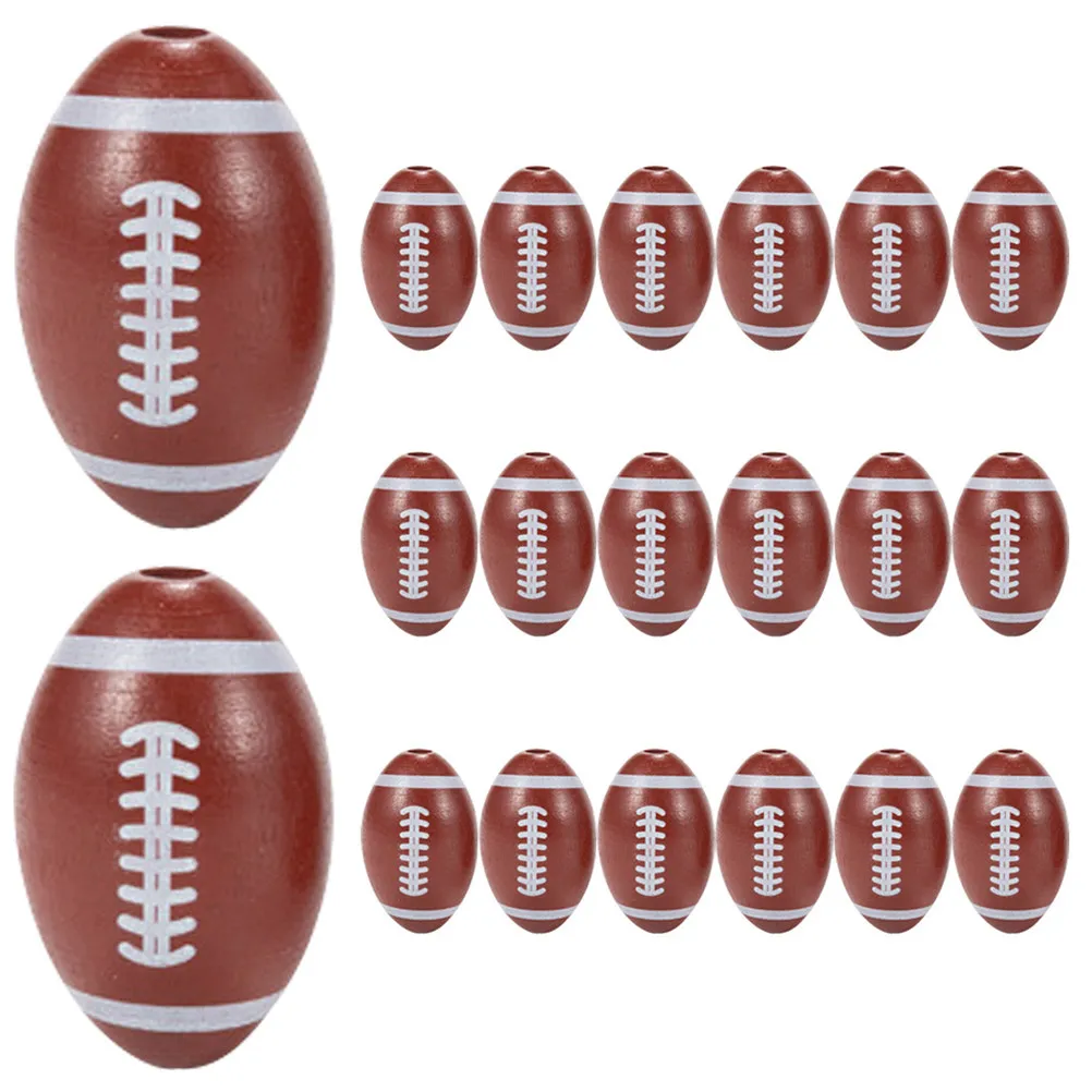 

20Pcs Wooden Rugby Football Beads Sports Theme Wood Spacer Beads for DIY Jewelry Making Crafts Bracelets Necklaces Earrings