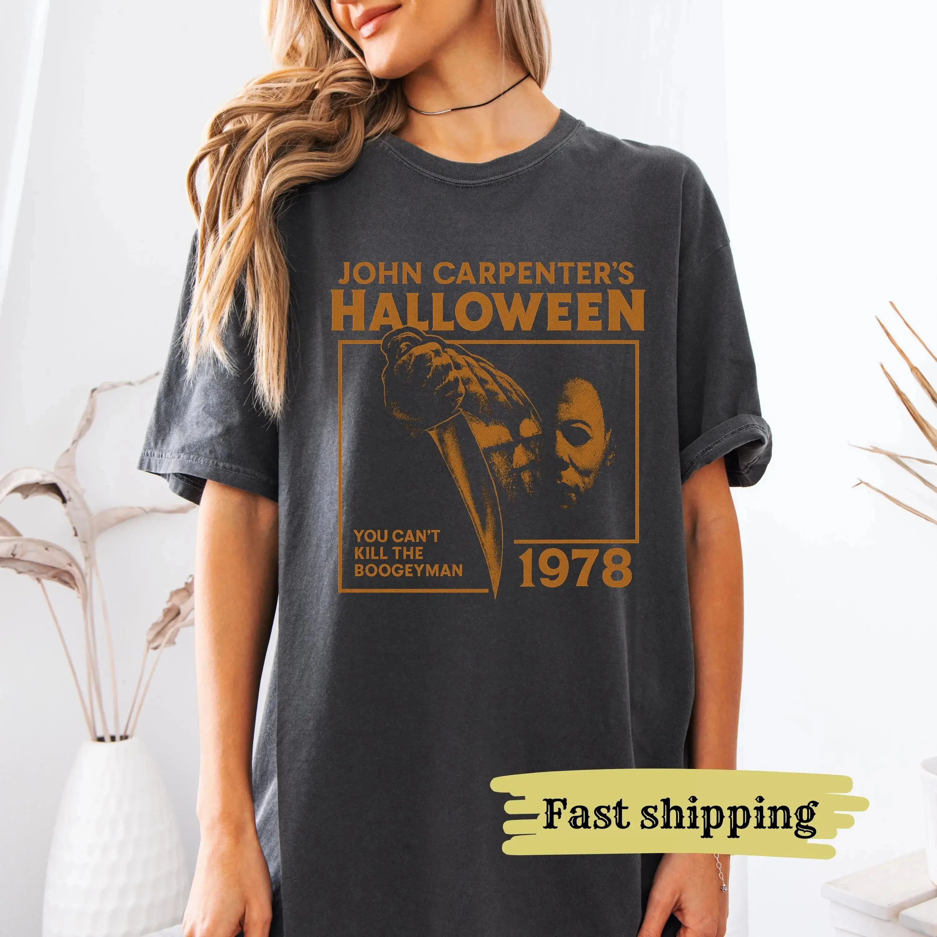 

Рубашка с комфортными цветами из фильма ужасов Рубашка Джона Карпентера Хэллоуин 1978 Рубашка Майкла Майерса Рубашка с френчиком из фильма ужасов